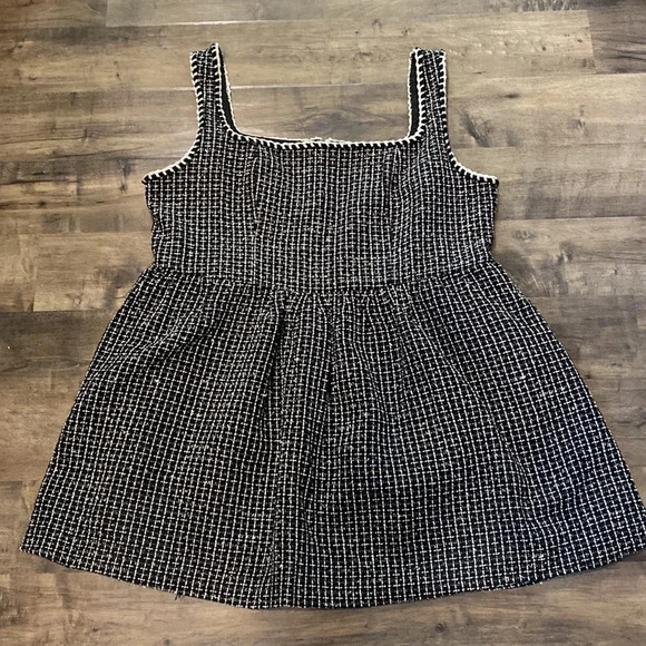 Cider Tweed Houndstooth Knit Black White TikTok Mini U-Neck Dress Women Size 2XL - Picture 2 of 10